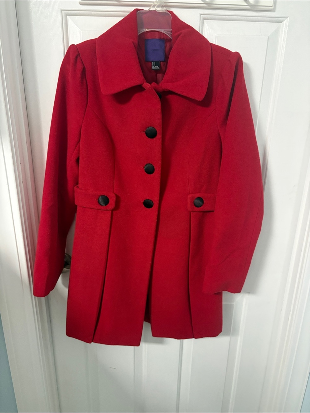 Forever 21 Red Pea Coat with Button Front sz large